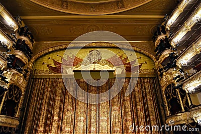 Bolshoi Theater historic building interior. The curtain. Editorial Stock Photo