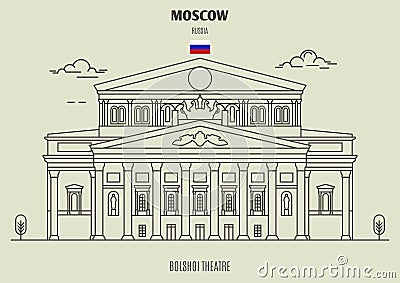 Bolshoi Theatre in Moscow, Russia. Landmark icon Vector Illustration