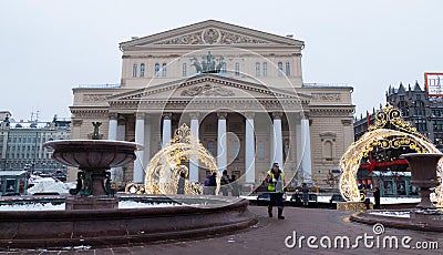 The Bolshoi Theatre in Moscow in winter Editorial Stock Photo