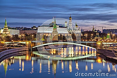 Bolshoy Kamenny Bridge and Kremlin Stock Photo