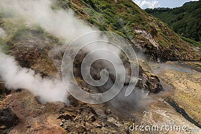 Bolshoy (large) Geyser erupting in Valley of Geysers Stock Photo