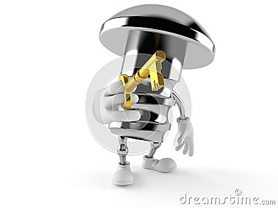 Bolt character holding door key Cartoon Illustration