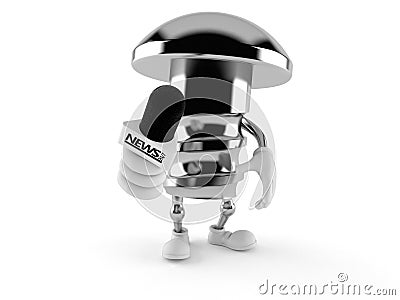 Bolt character holding interview microphone Cartoon Illustration