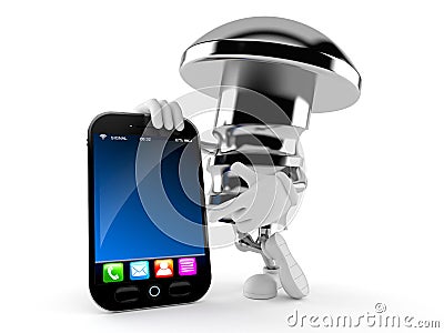 Bolt character with smart phone Stock Photo