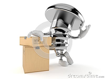 Bolt character with stack of boxes Stock Photo