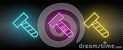 bolt, make vector icon yellow, pink, blue neon set. Tools vector icon Vector Illustration