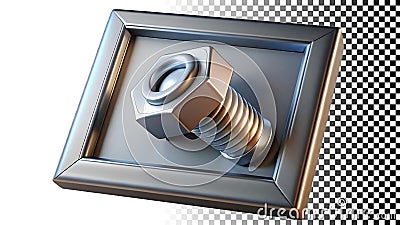 Bolt and nut silver, mechanical part, industrial element, technical design, engineering tool png transparent image Generative AI Stock Photo