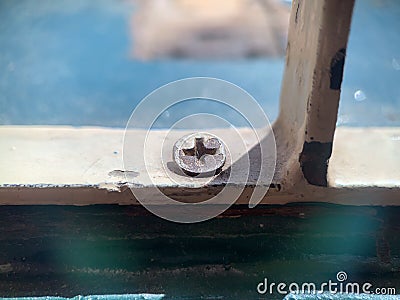 The bolts attached to the window fram Stock Photo