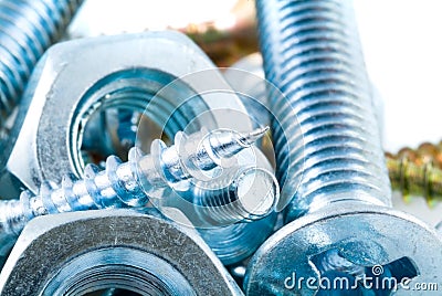 Bolts, screws, nuts Stock Photo