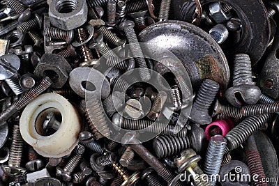 Bolts, screws, washers and nuts Stock Photo