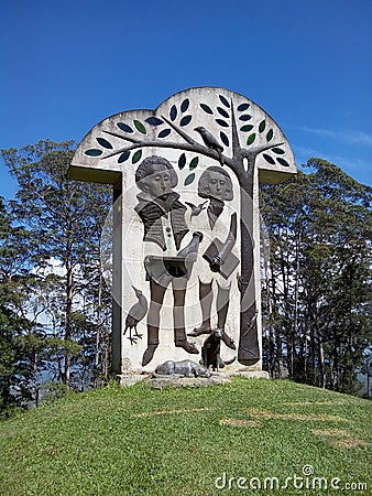 BolÃ­var and Bello sculpture by artist Marisol Escobar Stock Photo