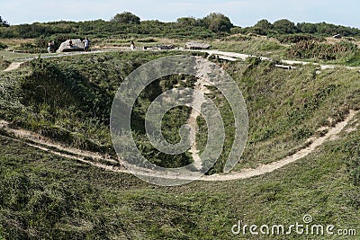 Bomb Crater in Normandy, France Stock Photo