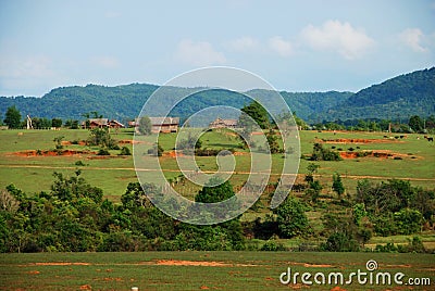 Bomb craters in the world`s most heavily bombed place Stock Photo