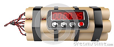 Bomb with digital clock timer Cartoon Illustration