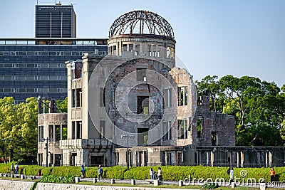 A-Bomb Dome in Hiroshima's Peace Memorial Park, remnant of a building that was not completely destroyed by the atomic bomb. Editorial Stock Photo