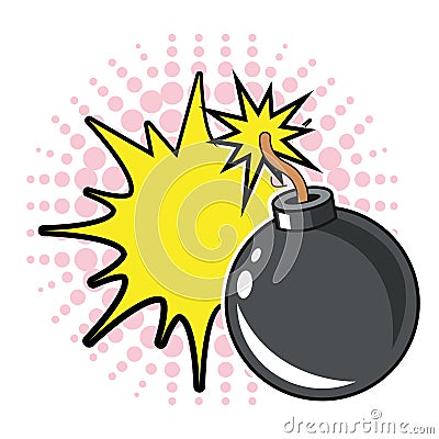 Bomb explosion bubble pop art design dotted Vector Illustration