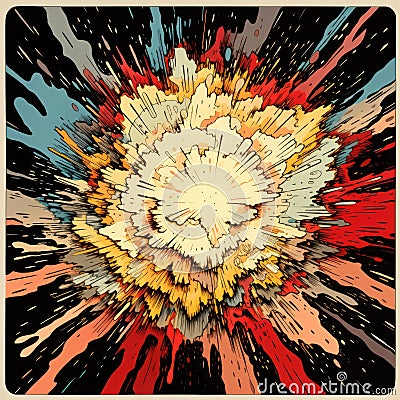 Retro Style Graphic Art: Ivory Supernova Explosion Stock Photo