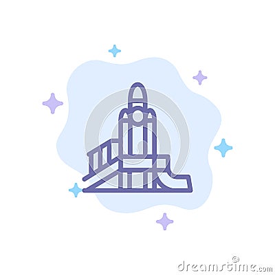 Bomb, Games, Nuclear, Playground, Political Blue Icon on Abstract Cloud Background Vector Illustration