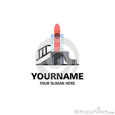 Bomb, Games, Nuclear, Playground, Political Business Logo Template. Flat Color Vector Illustration