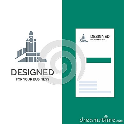 Bomb, Games, Nuclear, Playground, Political Grey Logo Design and Business Card Template Vector Illustration