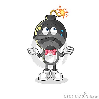 Bomb head lie like Pinocchio character. cartoon mascot vector Vector Illustration