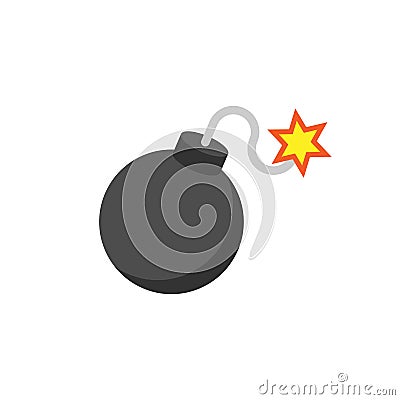 Bomb icon in flat style. Dynamite vector illustration on white isolated background. C4 tnt business concept Vector Illustration