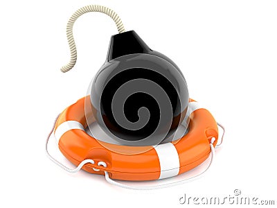 Bomb inside life buoy Cartoon Illustration