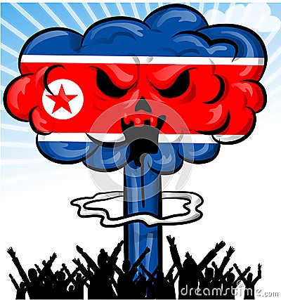 Bomb on north korea flag Vector Illustration