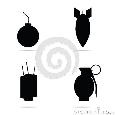 Bomb set icon in black color illustration Vector Illustration