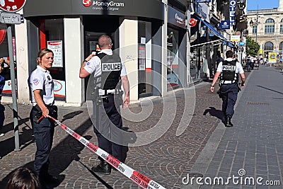Bomb threat in Lille, France Editorial Stock Photo