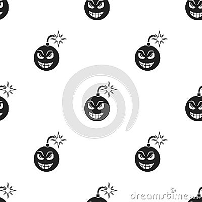 Bomb virus icon in black style isolated on white background. Personal computer pattern Vector Illustration