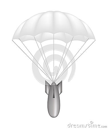 Bomb at white parachute Vector Illustration