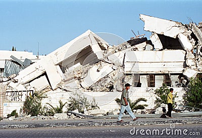 Bombed Building in West Bank Editorial Stock Photo