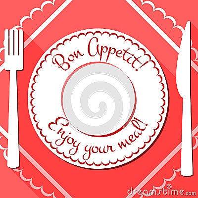 Bon appetit flat icon with cutlety Vector Illustration