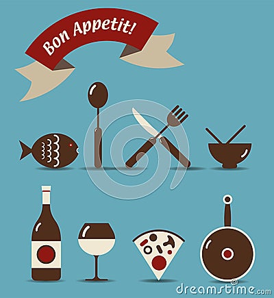 Bon Appetit Icons Vector Illustration