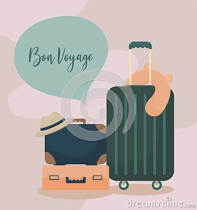 bon voyage card Vector Illustration