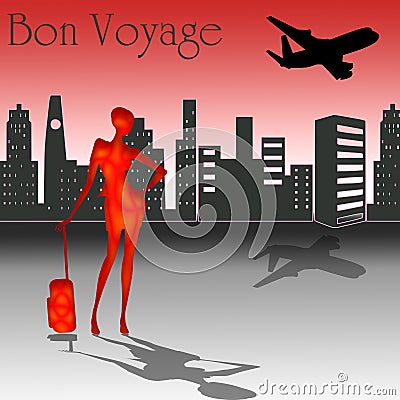 Bon Voyage with skyline Stock Photo