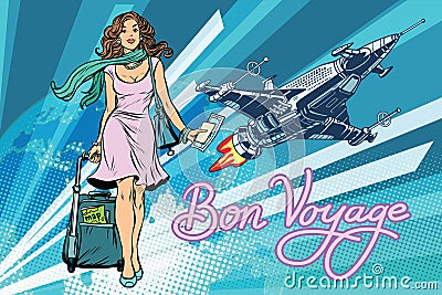 Bon voyage space travel, space tourism Vector Illustration