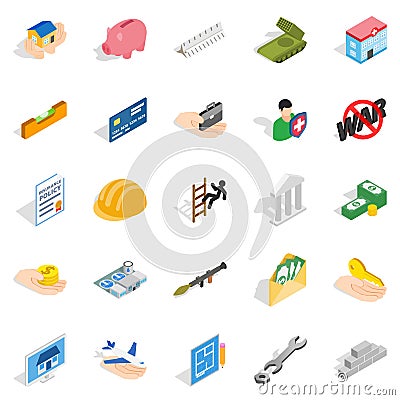 Bonanza icons set, isometric style Vector Illustration