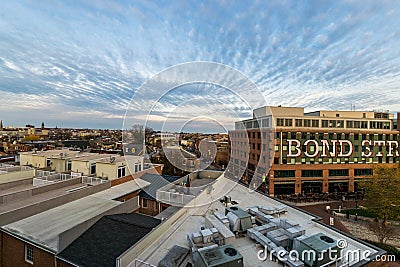 Bond Street Wharf from above in Baltimore, Maryland Editorial Stock Photo