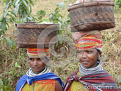 Bonda tribal women pose for portraits Editorial Stock Photo