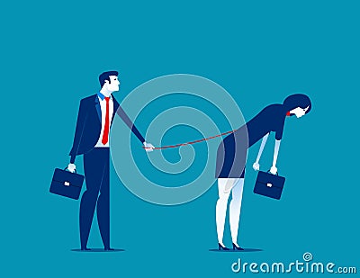 Bondage. Manager controlling his subordinates. Concept business vector illustration Vector Illustration