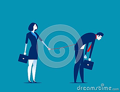 Bondage. Manager controlling his subordinates. Concept business vector illustration Vector Illustration