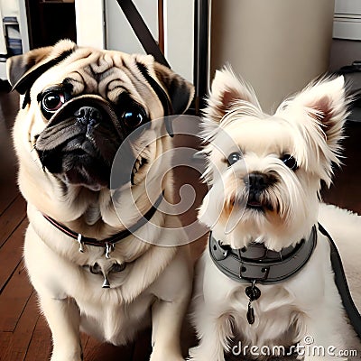 Bonded dogs best friends - ai generated image Stock Photo