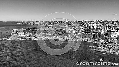 Bondi Beach panoramic aerial skyline, Sydney Stock Photo