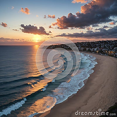 Bondi Beach at sunrise, Sydney Australia made with Generative AI Stock Photo