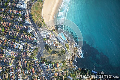 Bondi Beach, Sydney Australia by Helicopter Stock Photo