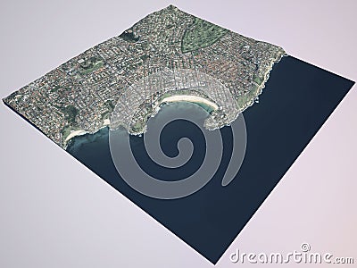 Bondi beach, Sydney city, satellite view. Australia Stock Photo