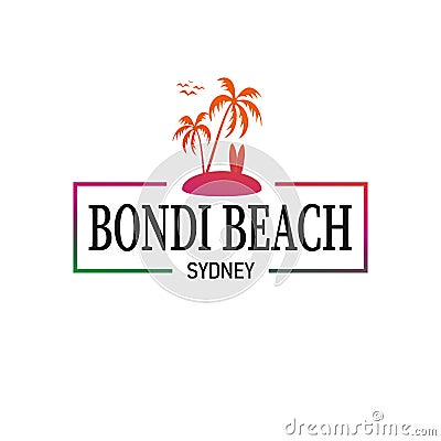 Bondi beach vector art LOGO FRAME BADGE STAMP Vector Illustration