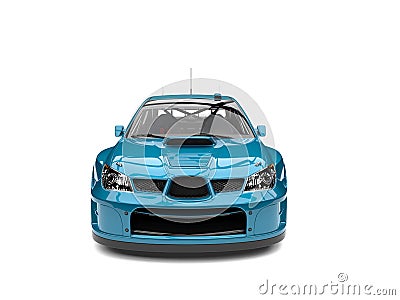 Bondi blue modern touring race car - front view Stock Photo